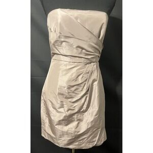 J Crew Dress Womens Petite 4 Silk Strapless Ruched Cocktail‎ Bridesmaid 29505